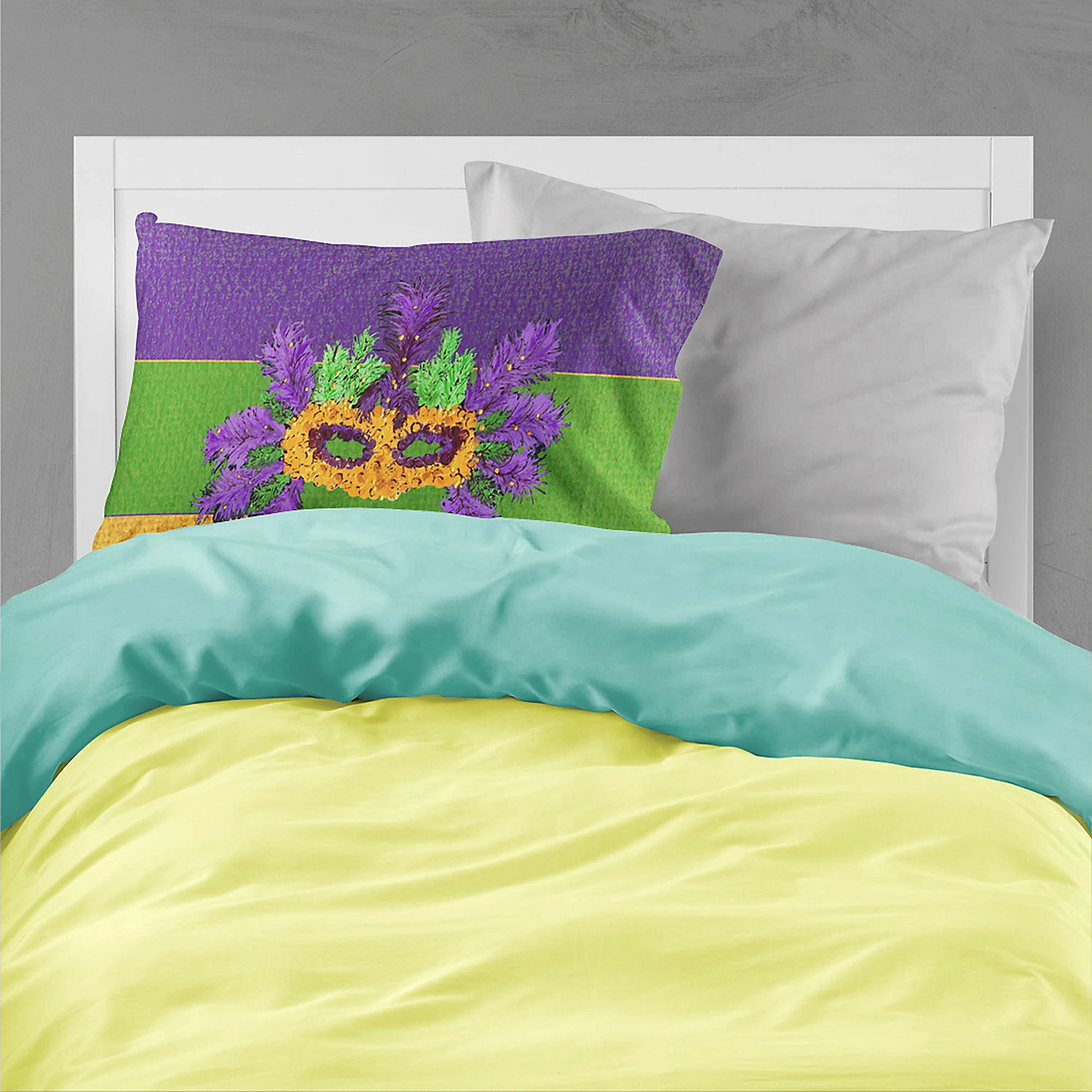Caroline's Treasures Mardi Gras, Mardi Gras Mask and Feathers Fabric Standard Pillowcase, 30 x 20.5, New Orleans - Image 2
