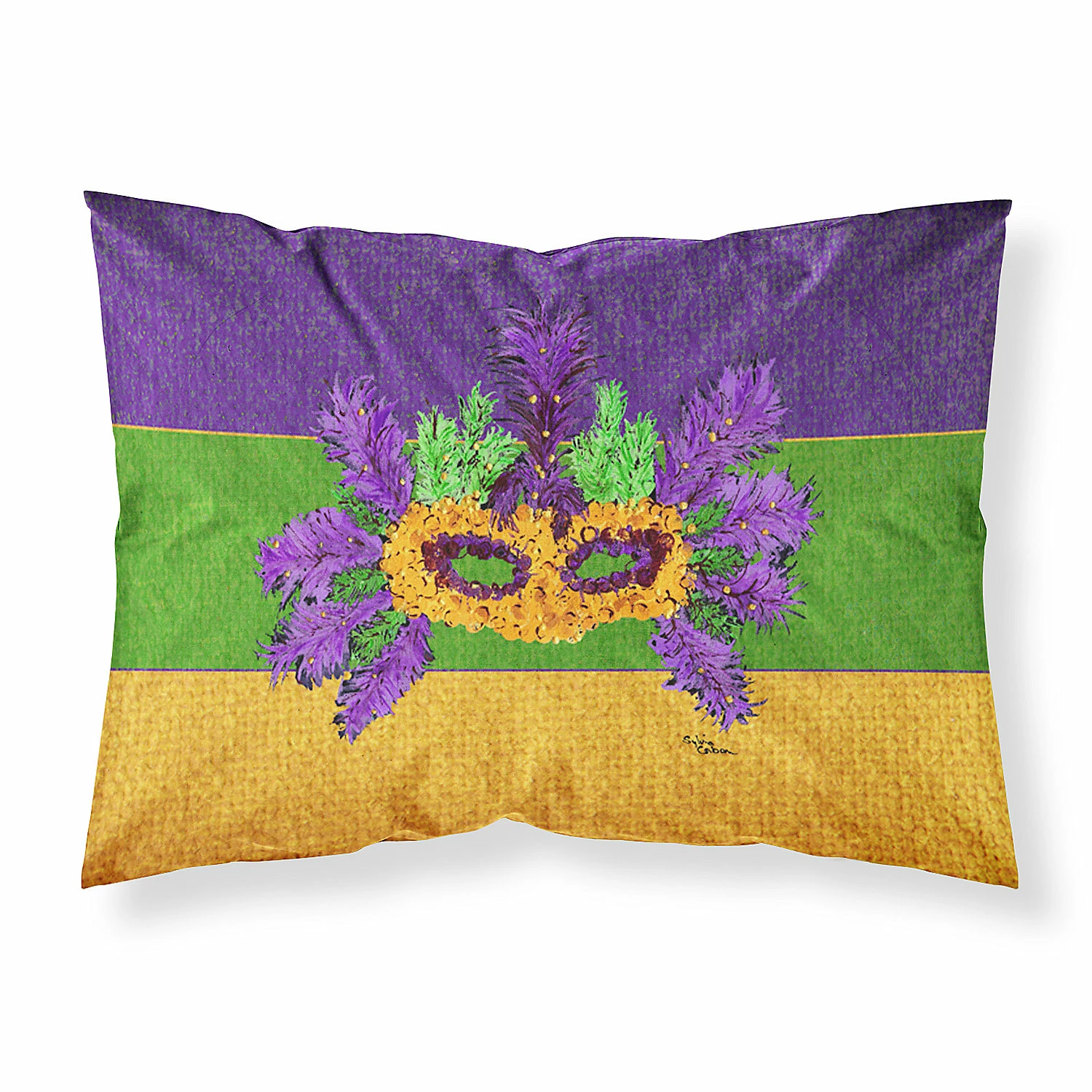 Caroline's Treasures Mardi Gras, Mardi Gras Mask and Feathers Fabric Standard Pillowcase, 30 x 20.5, New Orleans
