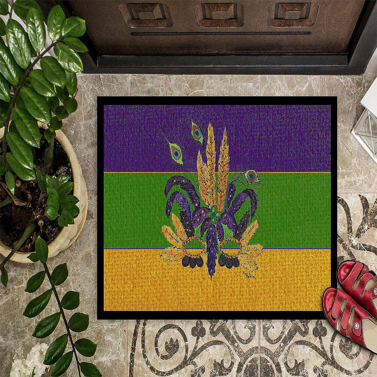 Caroline's Treasures Mardi Gras, Mardi Gras Mask Indoor or Outdoor Mat 24x36, 36 x 24, New Orleans - Image 3