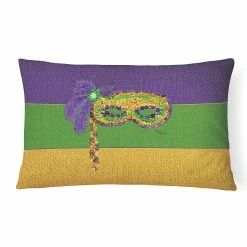 Caroline's Treasures Mardi Gras, Mardi Gras Mask on Stick Canvas Fabric Decorative Pillow, 12 x 16, New Orleans