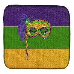 Caroline's Treasures Mardi Gras, Mardi Gras Mask on Stick Dish Drying Mat, 14 x 21, New Orleans