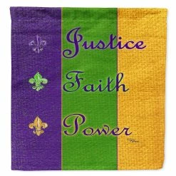 Caroline's Treasures Mardi Gras, Mardi Gras Peace Faith and Justice Flag Garden Size, 11.25 x 15.5, New Orleans