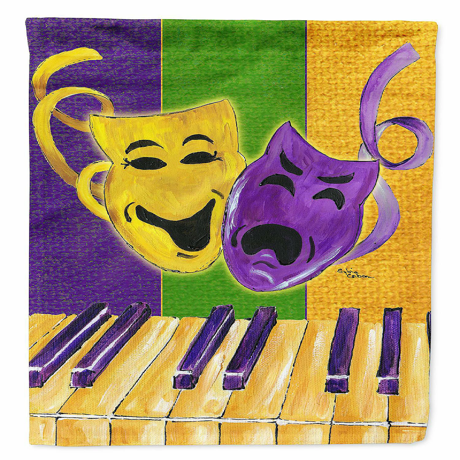 Caroline's Treasures Mardi Gras, Mardi Gras Piano with Comedy and Tragedy Masks Flag Garden Size, 11.25 x 15.5, New Orleans