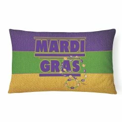 Caroline's Treasures Mardi Gras, Mardi Gras with Beads Canvas Fabric Decorative Pillow, 12 x 16, New Orleans
