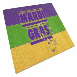 Caroline's Treasures Mardi Gras, Mardi Gras with Beads Glass Cutting Board Large, 12 x 15, New Orleans