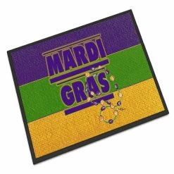Caroline's Treasures Mardi Gras, Mardi Gras with Beads Indoor or Outdoor Mat 24x36, 36 x 24, New Orleans