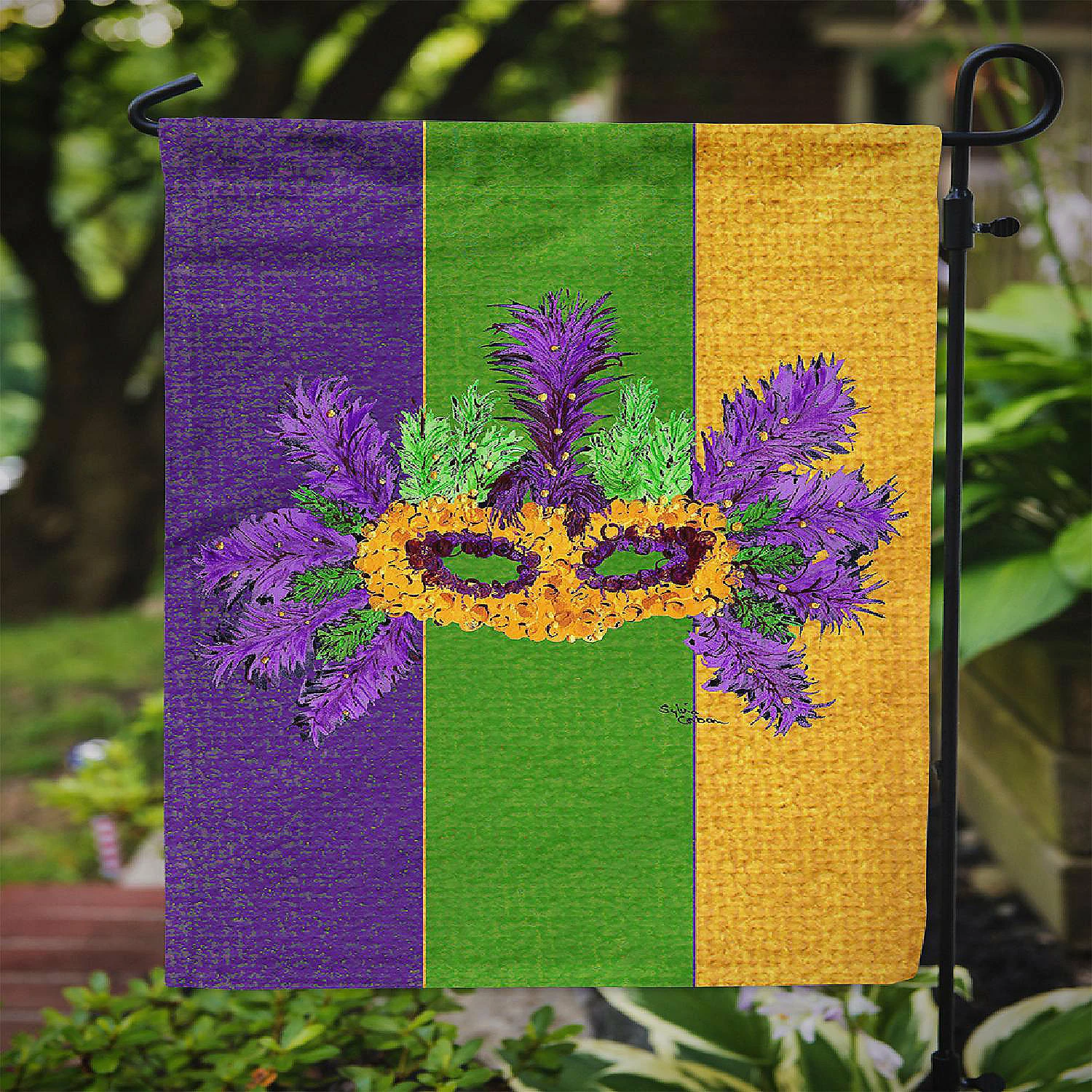 Caroline's Treasures Mardi Gras, Mardi Gras with Feathers Flag Garden Size, 11.25 x 15.5, New Orleans - Image 3