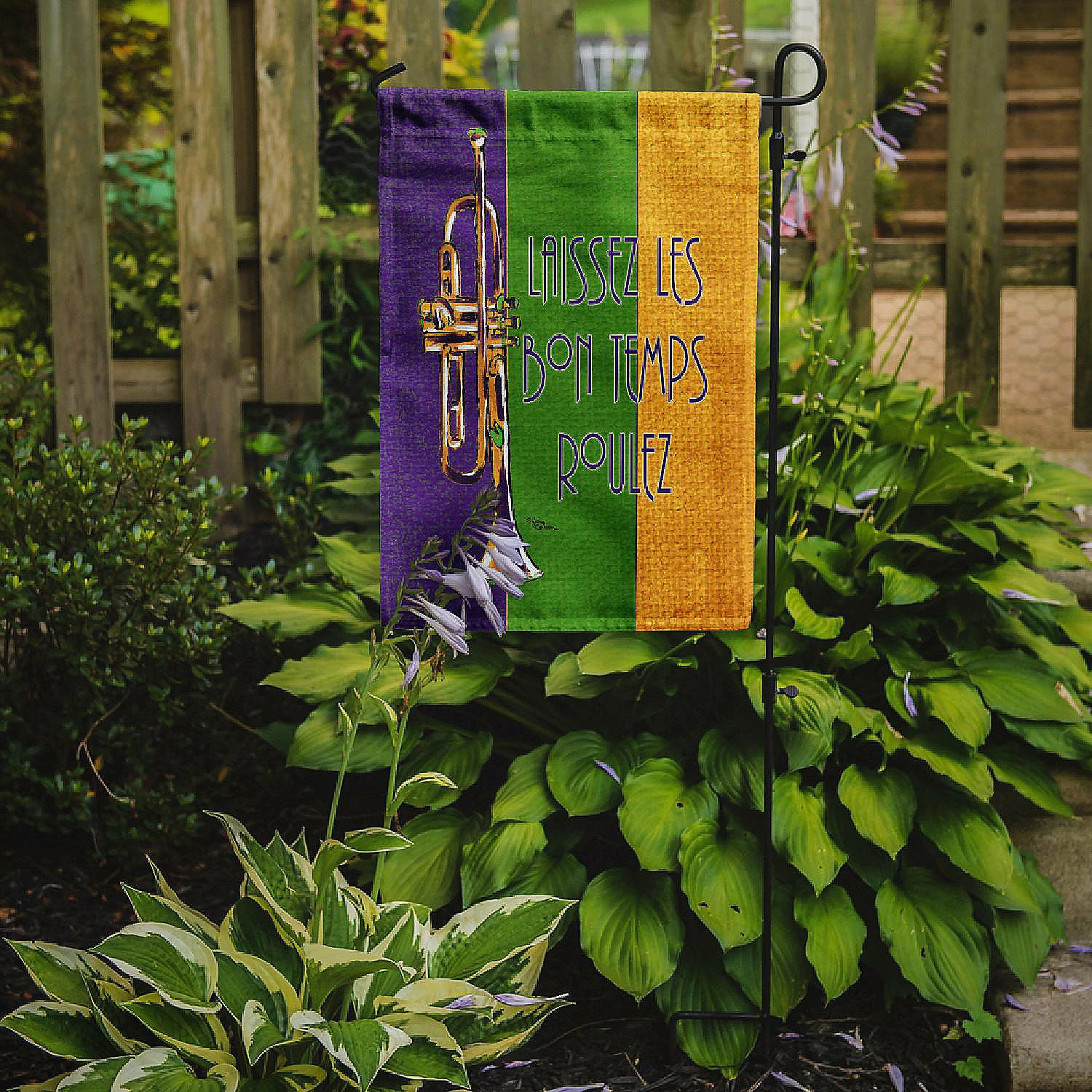 Caroline's Treasures Mardi Gras, Trumpet Mardi Gras laissez la bonne temps rouler Flag Garden Size, 11.25 x 15.5, New Orleans - Image 2