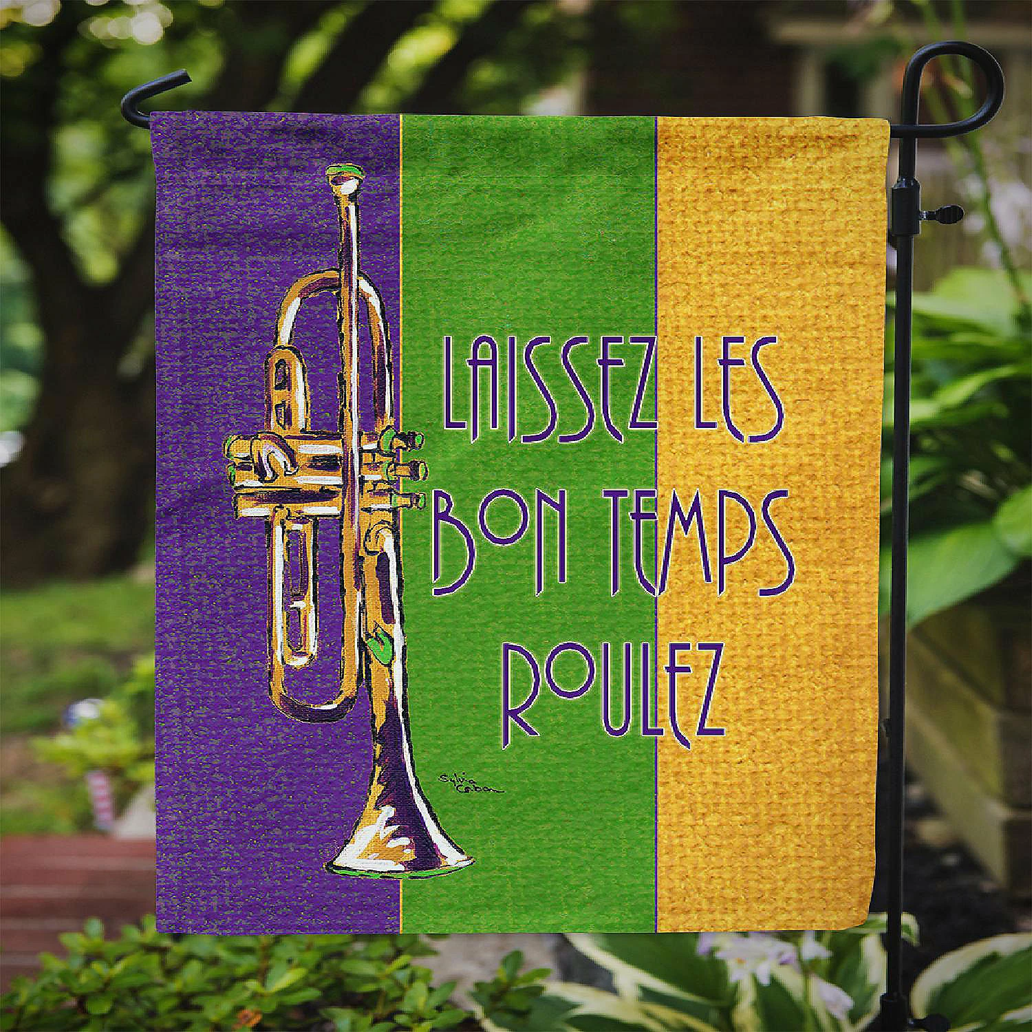 Caroline's Treasures Mardi Gras, Trumpet Mardi Gras laissez la bonne temps rouler Flag Garden Size, 11.25 x 15.5, New Orleans - Image 3