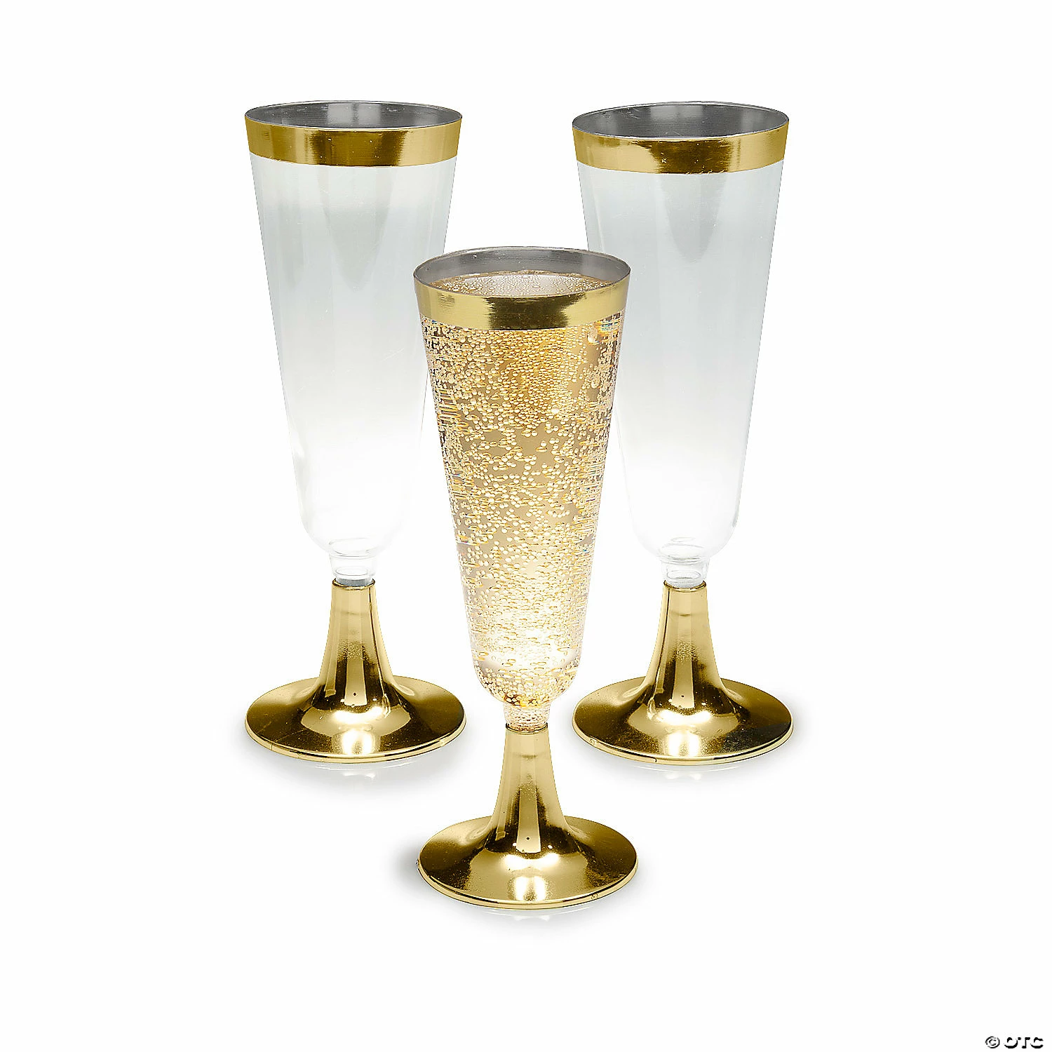 Clear Plastic Champagne Flutes with Gold Trim - 25 Ct. - Image 2