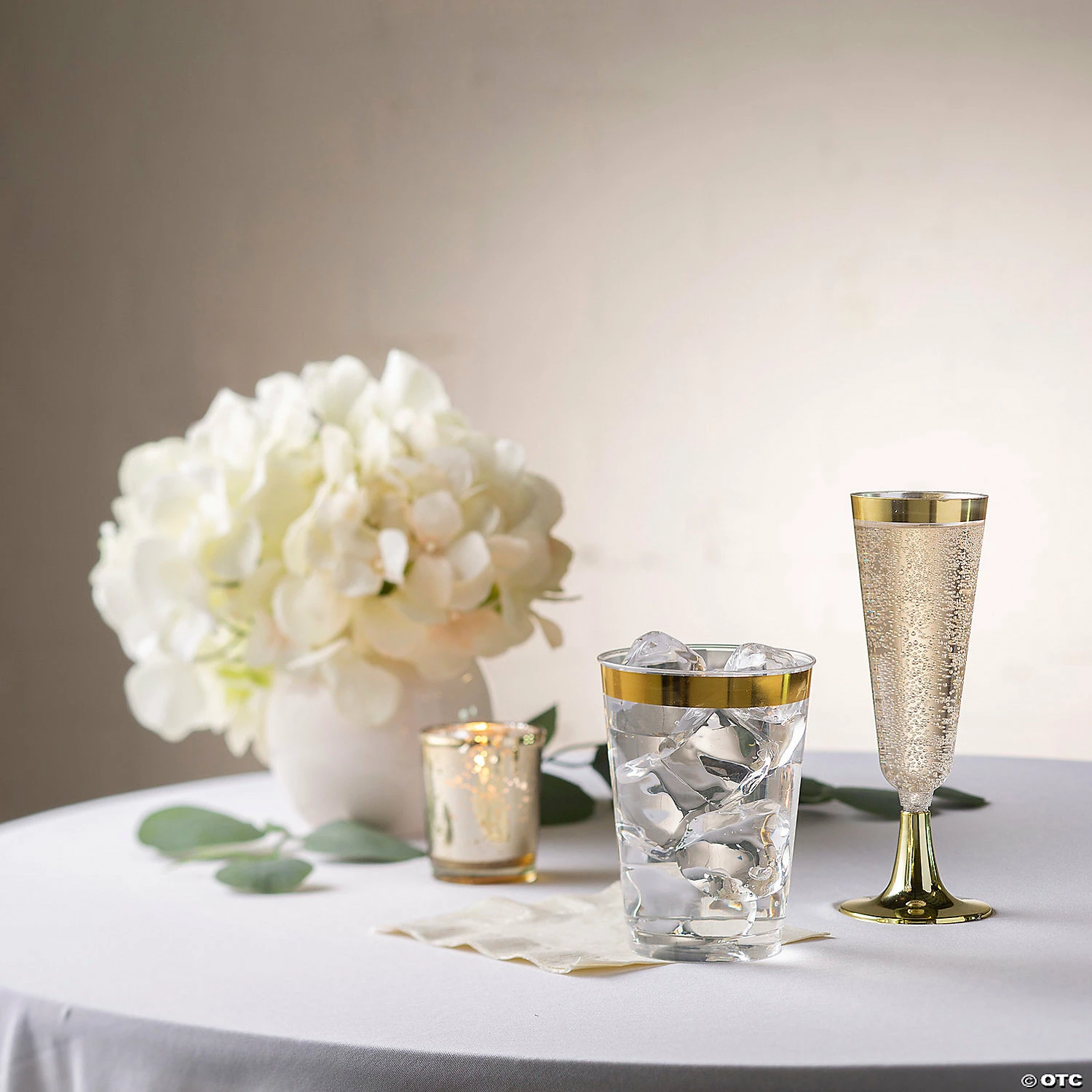 Clear Plastic Champagne Flutes with Gold Trim - 25 Ct. - Image 3