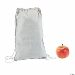 DIY Medium White Canvas Drawstring Bags - 12 Pc.