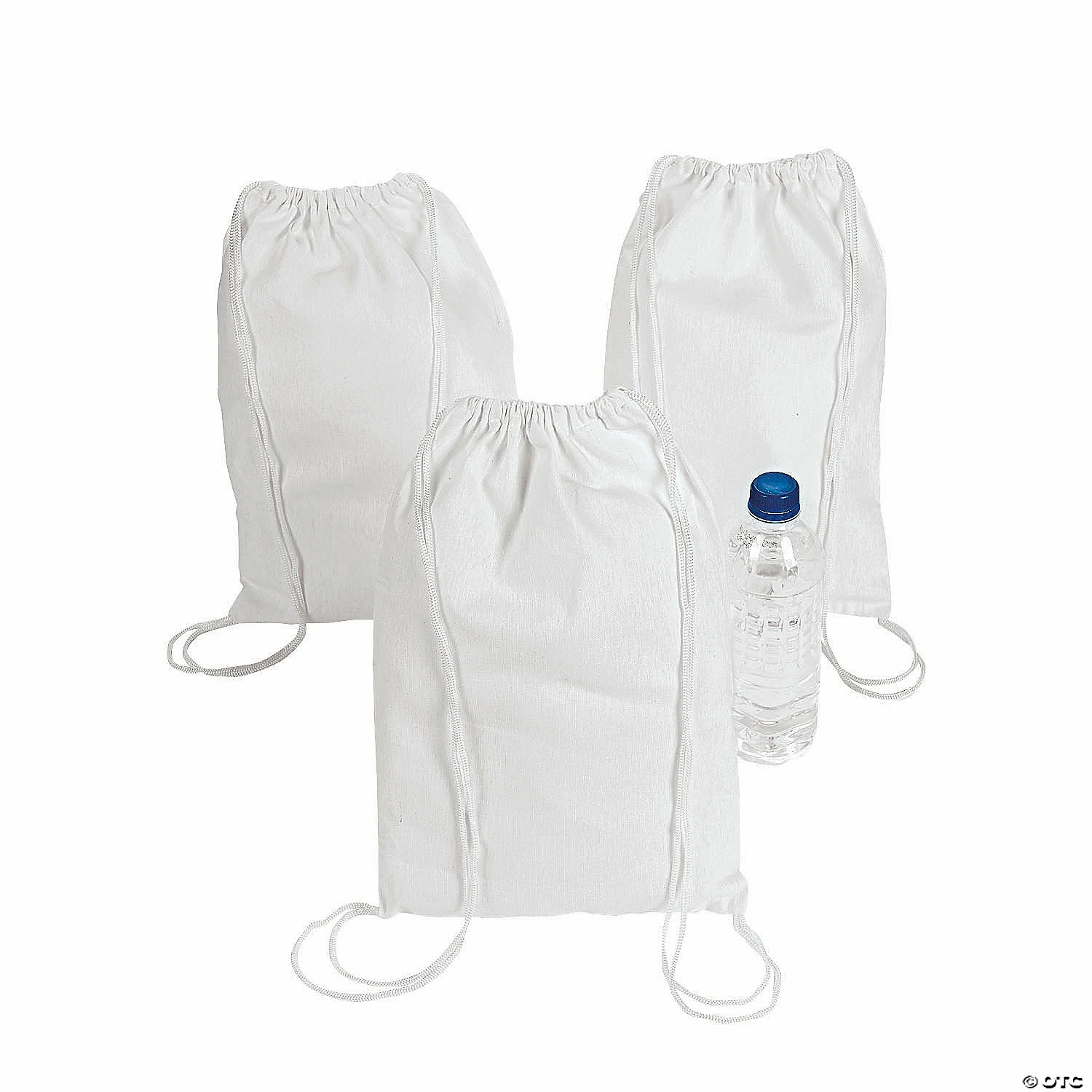 DIY Medium White Canvas Drawstring Bags - 12 Pc. 4 DIY Medium White Canvas Drawstring Bags - 12 Pc. - Image 2