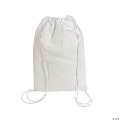 DIY Medium White Canvas Drawstring Bags - 48 Pc.