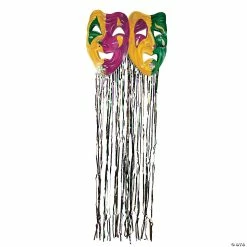 Foil Mardi Gras Mask with Fringe Curtain