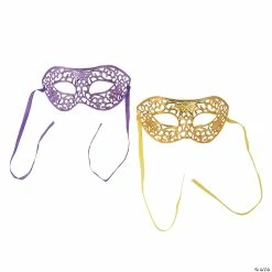 Gold & Purple Masquerade Masks - 12 Pc.