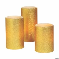 Gold Battery-Operated Candle Set - 3 Pc.