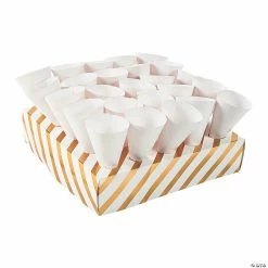 Gold Foil Treat Tray with Cones - 52 Pc.