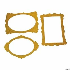 Gold Glitter Photo Booth Frames - 3 Pc.