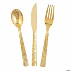 Goldtone Hammered Cutlery Set - 24 Ct.