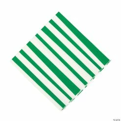 Green Striped Luncheon Napkins - 16 Pc.