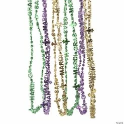 Lettered Mardi Gras Beaded Necklaces - 48 Pc.