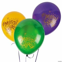 Mardi Gras 11" Latex Balloons - 24 Pc.