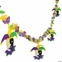 Mardi Gras Flower Garland with Jester Cutouts