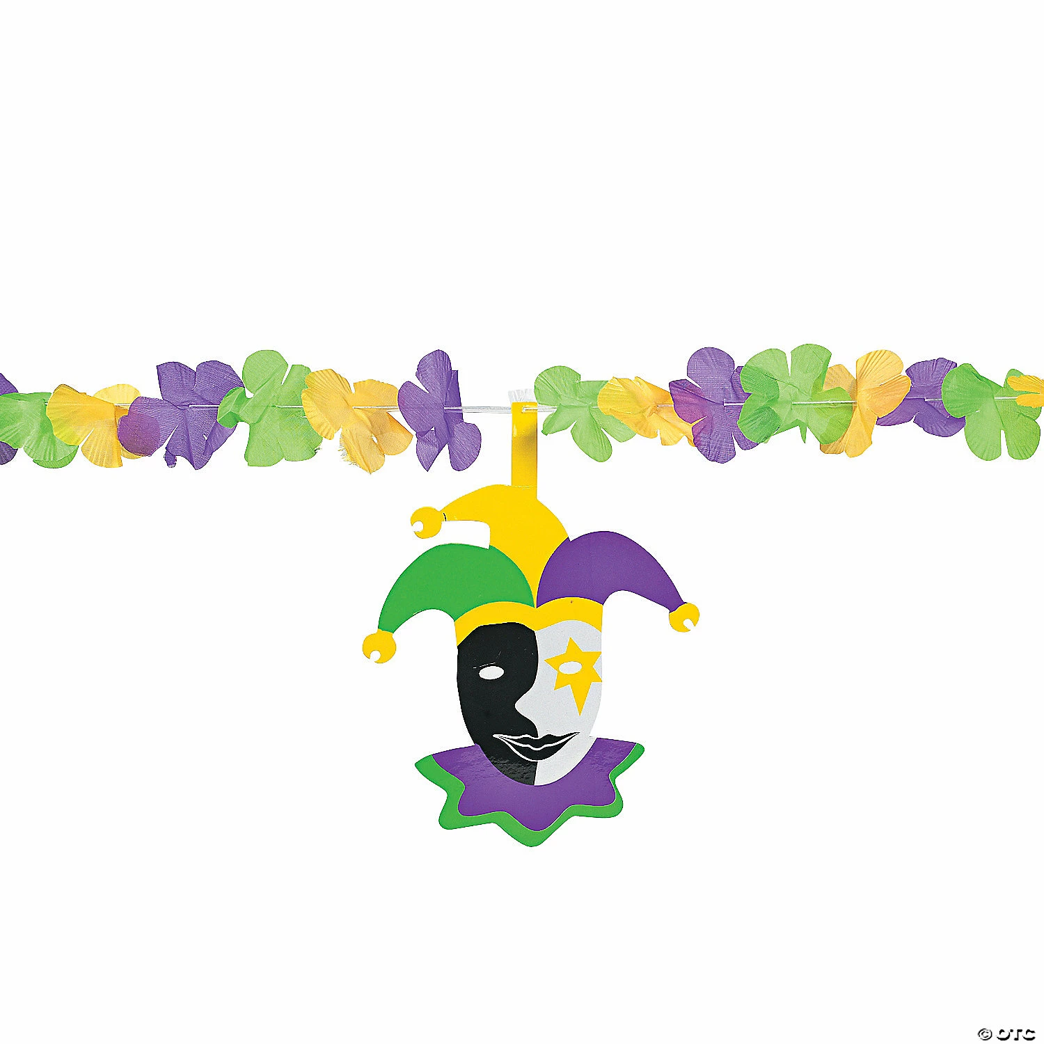 Mardi Gras Flower Garland with Jester Cutouts - Image 2