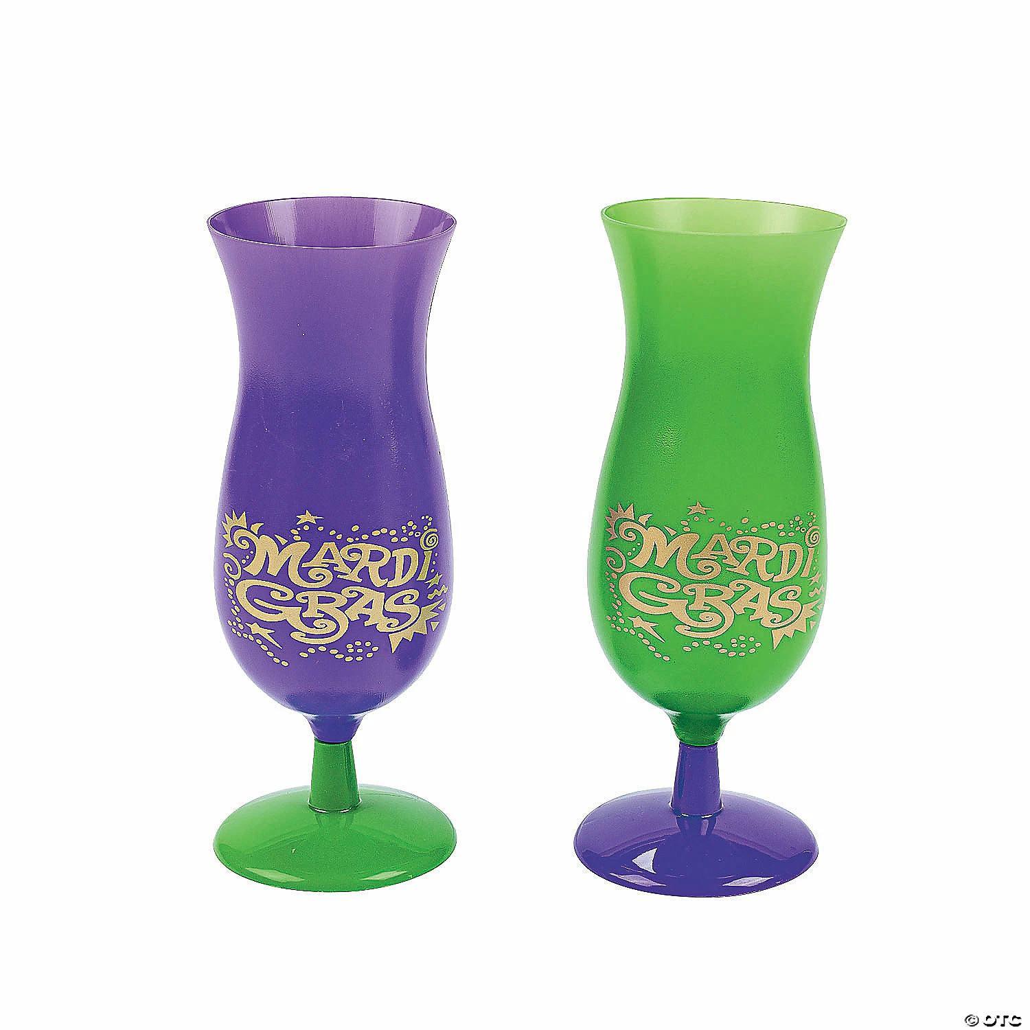 Mardi Gras Plastic Hurricane Glasses - 12 Ct.