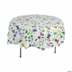 Mardi Gras Round Plastic Tablecloth