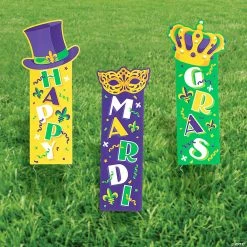 Mardi Gras Vertical Yard Signs - 3 Pc.