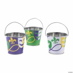 Mini Mardi Gras Pails - 12 Pc.