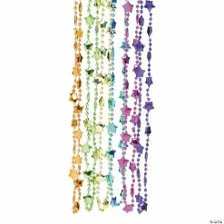 Neon Metallic Star Bead Necklaces - 48 Pc.