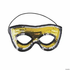 New Year’s Eve Black & Gold Sequin Masks - 12 Pc.