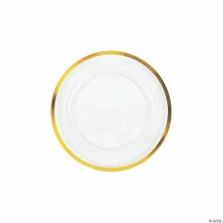 Premium Clear Plastic Dessert Plates with Gold Trim - 25 Ct.