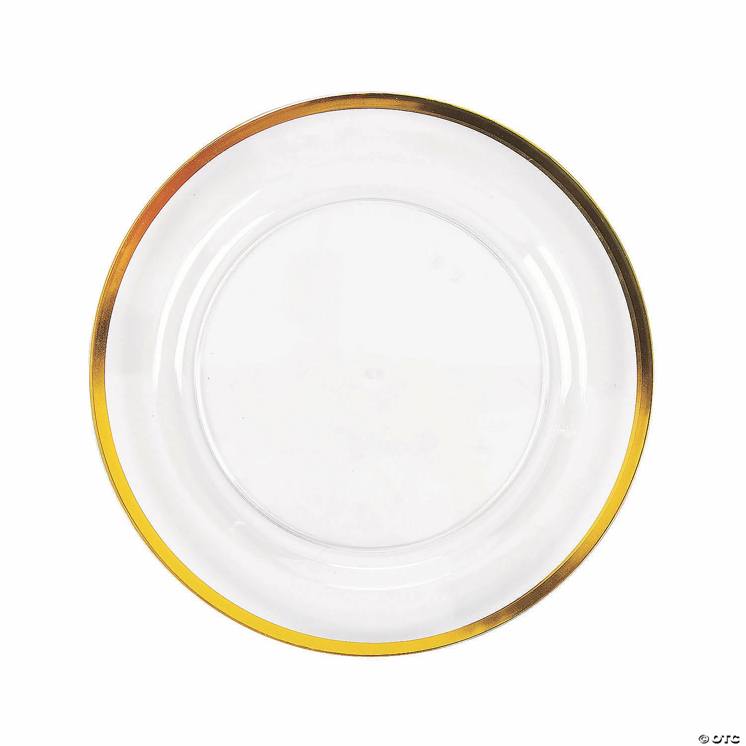 Premium Clear Plastic Dinner Plates with Gold Trim - 25 Ct. 3 Premium Clear Plastic Dinner Plates with Gold Trim - 25 Ct.