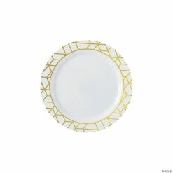 Premium Geometric Plastic Dessert Plates – 25 Ct.