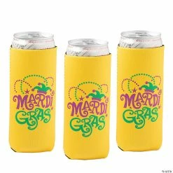 Premium Mardi Gras Slim Fit Can Coolers