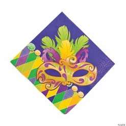 Prismatic Mardi Gras Mask Luncheon Napkins - 16 Pc.