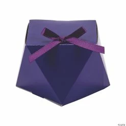 Purple Geometric Favor Boxes with Bow - 12 Pc.