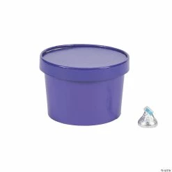 Purple Round Favor Boxes with Lid - 12 Pc.