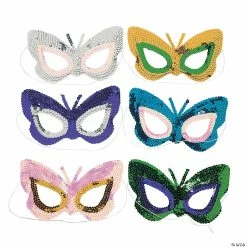 Sequin Butterfly Masks- 12 Pc.