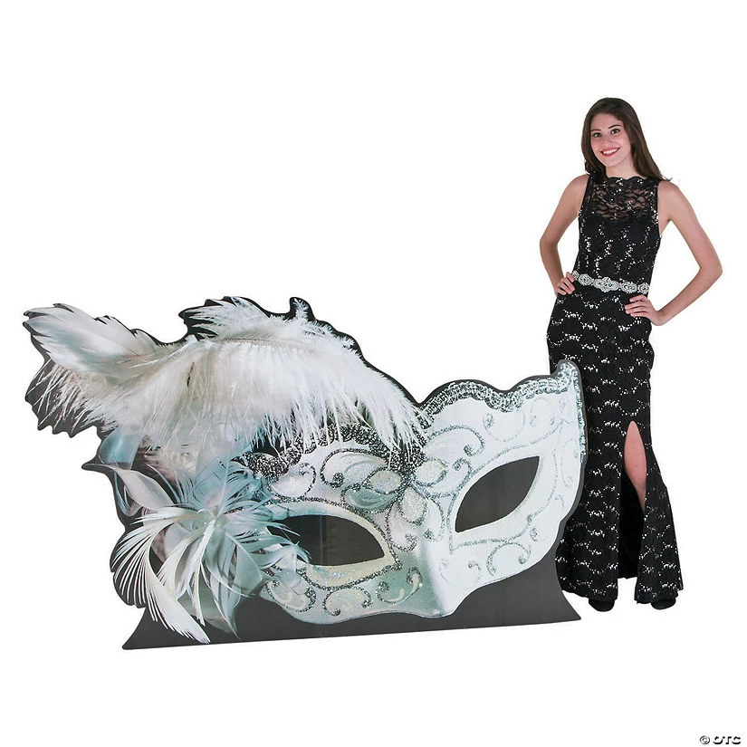 White Masquerade Ball Mask Stand-Up